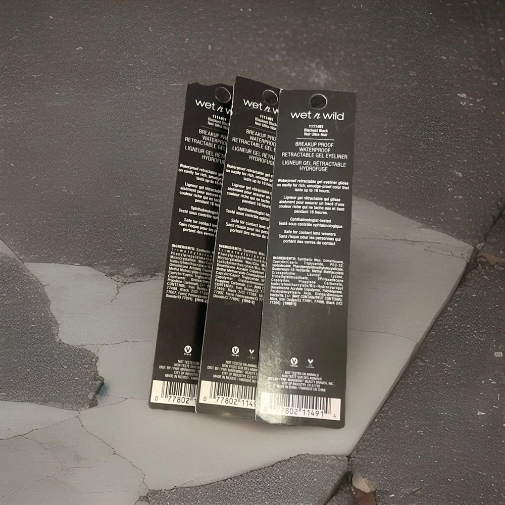 Lot of 3 Wet n Wild Breakup Proof Retractable Gel Eyeliner Black New